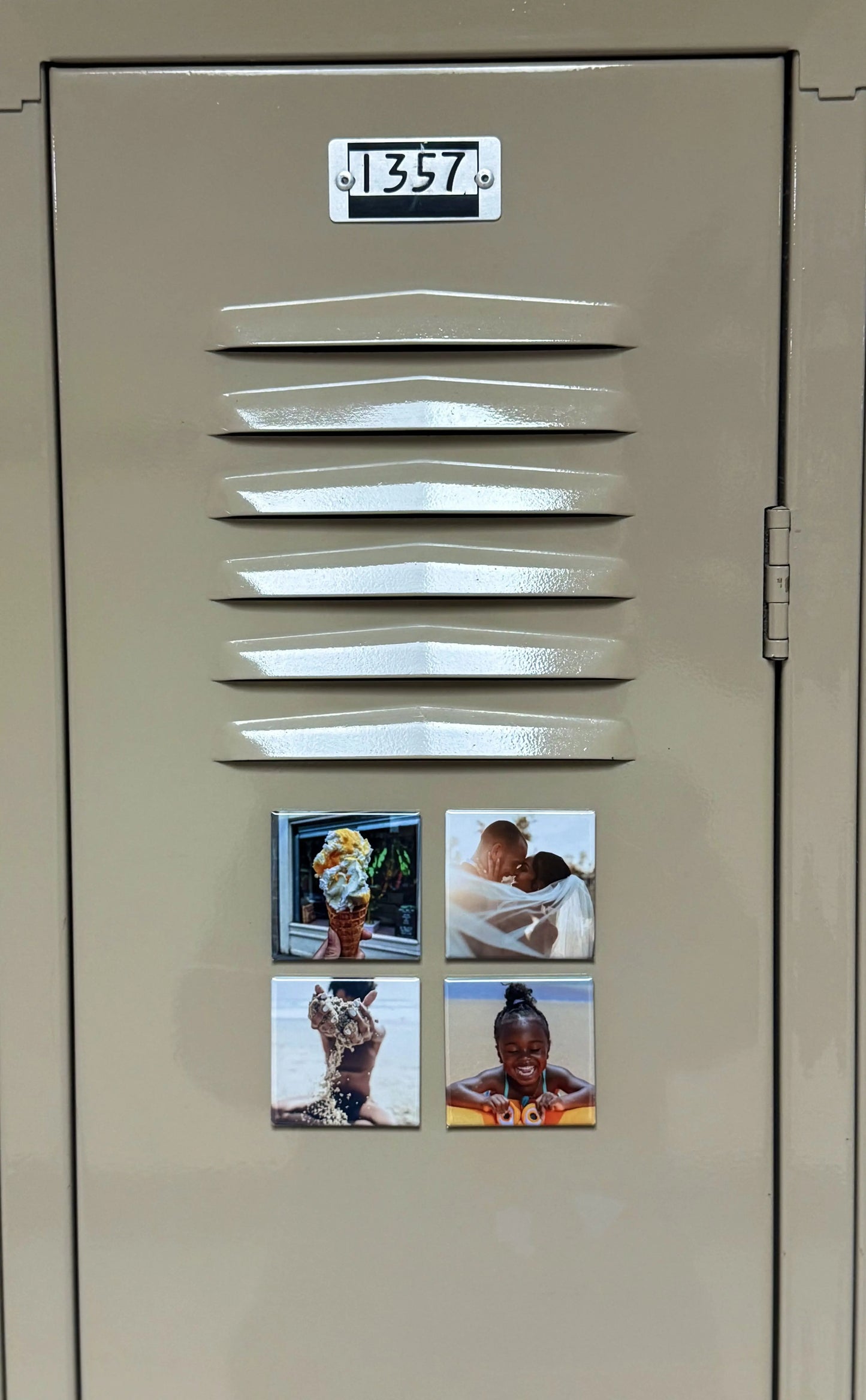 LA Magnets Custom Photo Magnets – set of 4 on a locker